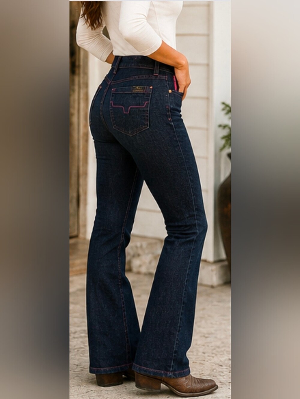 Kimes Ranch Betty Jeans Women’s 8/34 Dark Wash Western Cowgirl Made USA